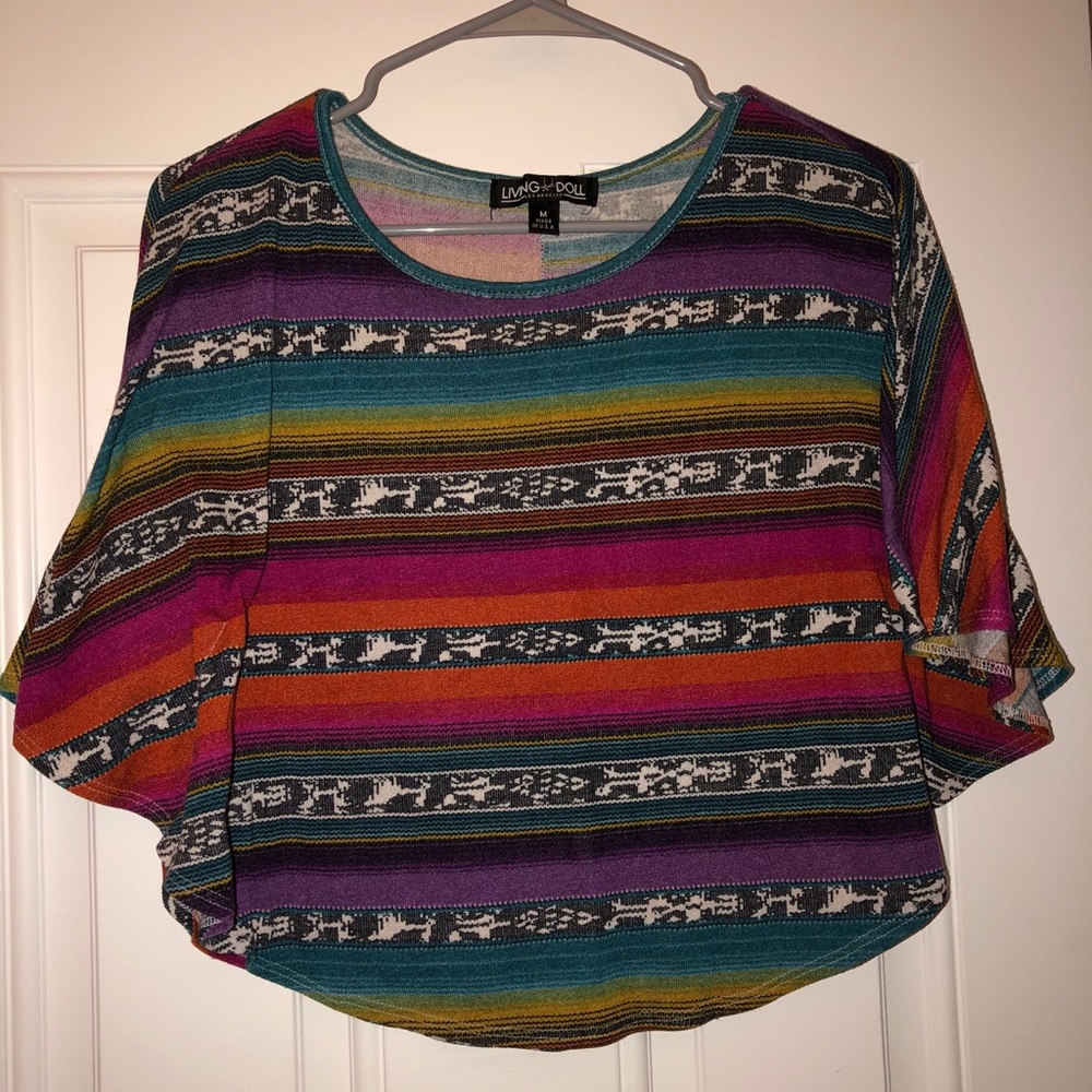 Flowy crop top- bright colors loose fit